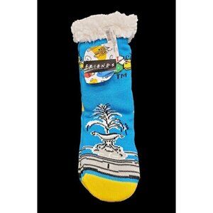 NWT FRIENDS Slipper Socks Sherpa Lined No Slip Grips Cushioned One Size Gift